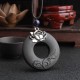 Vintage Lotus Ebony Wood Necklace Hallow Round Shape Necklace Long-Style Sweater Necklace For Women