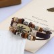 Vintage Maple Leaf Bracelet Real Leather Multi Layer Bracelet For Women Men Bracelet