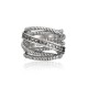 Vintage Multi-layer Cross Stripes Inlay Zircon Finger Ring Women Jewelry