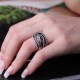 Vintage Multi-layer Cross Stripes Inlay Zircon Finger Ring Women Jewelry