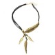 Vintage Multilayer Black Rope Feather Pendant Necklace For Women