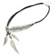 Vintage Multilayer Black Rope Feather Pendant Necklace For Women