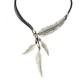 Vintage Multilayer Black Rope Feather Pendant Necklace For Women