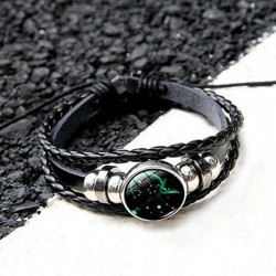 Vintage Multilayer Bracelet Leather Handmade Gallstone Twelve Constellation Ethnic Jewelry for Women