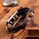 Vintage Multilayer Bracelet Leather Handmade Gun Round Irregular Beads Ethnic Jewelry for Women