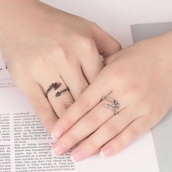 Vintage Open Couple Ring Retro Angels Demons Adjustable Finger Rings Ethnic Jewelry for Women Men