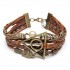 Vintage Owl Wings Triangle Pearl Multilayer Braided Leather Bracelet