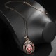 Vintage Pendant Necklace Hollow Leaf Red Gemstone Water Drop Charm Necklace Ethnic Jewelry for Women