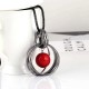 Vintage Pendant Necklace Red Bead Hollow Round Pendant Ethnic Jewelry Sweater Necklace for Women