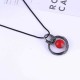 Vintage Pendant Necklace Red Bead Hollow Round Pendant Ethnic Jewelry Sweater Necklace for Women