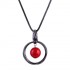 Vintage Pendant Necklace Red Bead Hollow Round Pendant Ethnic Jewelry Sweater Necklace for Women