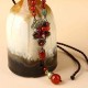 Vintage Red Agate Pendant Alloy Long Necklace Ethnic Style Necklace For Women