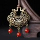 Vintage Red Agate Pendant Alloy Long Necklace Ethnic Style Necklaces For Women