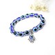 Vintage Resin Fatima Hand Blue Eyes Beads Trendy Elastic Bracelet  for Women