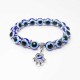 Vintage Resin Fatima Hand Blue Eyes Beads Trendy Elastic Bracelet  for Women