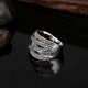 Vintage Rhinestone Multilayers Cross Finger Ring Creative Alloy Women Jewelry