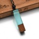 Vintage Silicone Handmade Wooden Charm Necklace Rope Long Necklace for Men Women