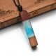 Vintage Silicone Handmade Wooden Charm Necklace Rope Long Necklace for Men Women