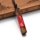 Vintage Silicone Handmade Wooden Charm Necklace Rope Long Necklace for Men Women