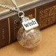 Vintage Silver Wish Lucky Glass Bottle Sweater Chain Women Necklace