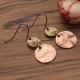 Vintage Simple Circle Wafer Rugged Bronze Ear Drop Jewelry for Women