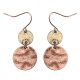 Vintage Simple Circle Wafer Rugged Bronze Ear Drop Jewelry for Women