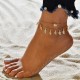 Vintage Tassels Leaves Anklets Alloy Round Bead Double Layer Women Anklet