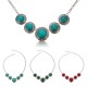 Vintage Tibet Alloy Antique Silver Plated Turquoise Pendant Necklaces