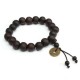 Vintage Unisex Black Buddhist Tibetan Prayer Wood Beads Coin Bracelet for Men