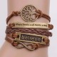 Vintage Unisex Multilayer Bracelet Hollow Tree of Life Lettering Waves Bracelets Ethnic Jewelry