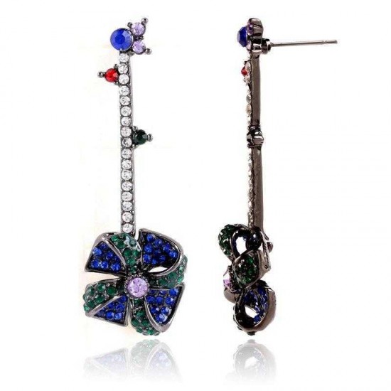 Vintage Windmill Full Rhinestones Stick Dangle Earrings Statement Bar Earring Jewelry for Women