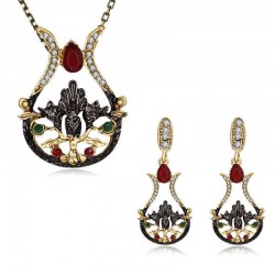 Vintage Women Statement Zirconia Jewelry Set Elegant Multicolor Jewelry Gift