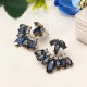 Vintage Women's Rhinestones Ear Jacket Double Side Flower Leaf Earrings Accessories