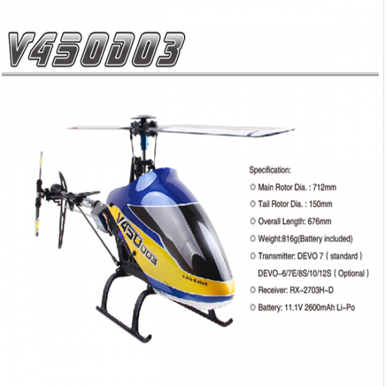 Walkera V450D03 Generation II 2.4G 6CH 6-Axis Gyro Brushless RC Helicopter RTF With Devo 7