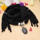 Water Drop Gem Crystal Pendant Tassel Scarf Necklace Women Jewelry