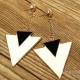 White Black Geometry Double Triangle Alloy Dangle Stud Earrings