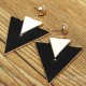 White Black Geometry Double Triangle Alloy Dangle Stud Earrings