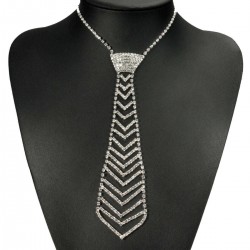 White Crystal Drop Rhinestone Neck Tie Women Necklace Chain