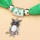 White Oval Stone Crystal Owl Pendant Scarf Necklace Women Jewelry