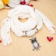 White Oval Stone Crystal Owl Pendant Scarf Necklace Women Jewelry