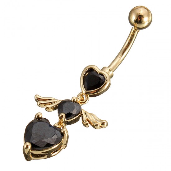 Wing Heart Body Piercing Belly Drop Navel Ring Jewelry