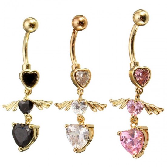 Wing Heart Body Piercing Belly Drop Navel Ring Jewelry