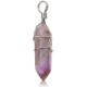 Wire Wrapped Hexagonal Pendulum Gemstone Column Quartz Pendant Charm