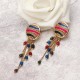 Women Bohemian Earrings Gold Plated Round Charm Tassel Colorful Bead Pendant Ear Clip Boho Jewelry