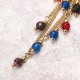 Women Bohemian Earrings Gold Plated Round Charm Tassel Colorful Bead Pendant Ear Clip Boho Jewelry