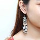 Women Bohemian Earrings Luxury Gold Plated Feather Pendant Flower Ear Drop Boho Jewelry Gift