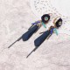 Women Bohemian Earrings Unique Flower Tassel Pendant Piercing Long Ear Drop Gold Plated Boho Jewelry