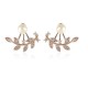 Women Elegant Rhinestone Leaf Pearl Ear Stud Silver Rose Gold Earrings Gift for Female