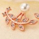 Women Elegant Rhinestone Leaf Pearl Ear Stud Silver Rose Gold Earrings Gift for Female