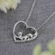 Women Heart Crystal Silver Necklace Lovely Cat Chain Jewelry Gift